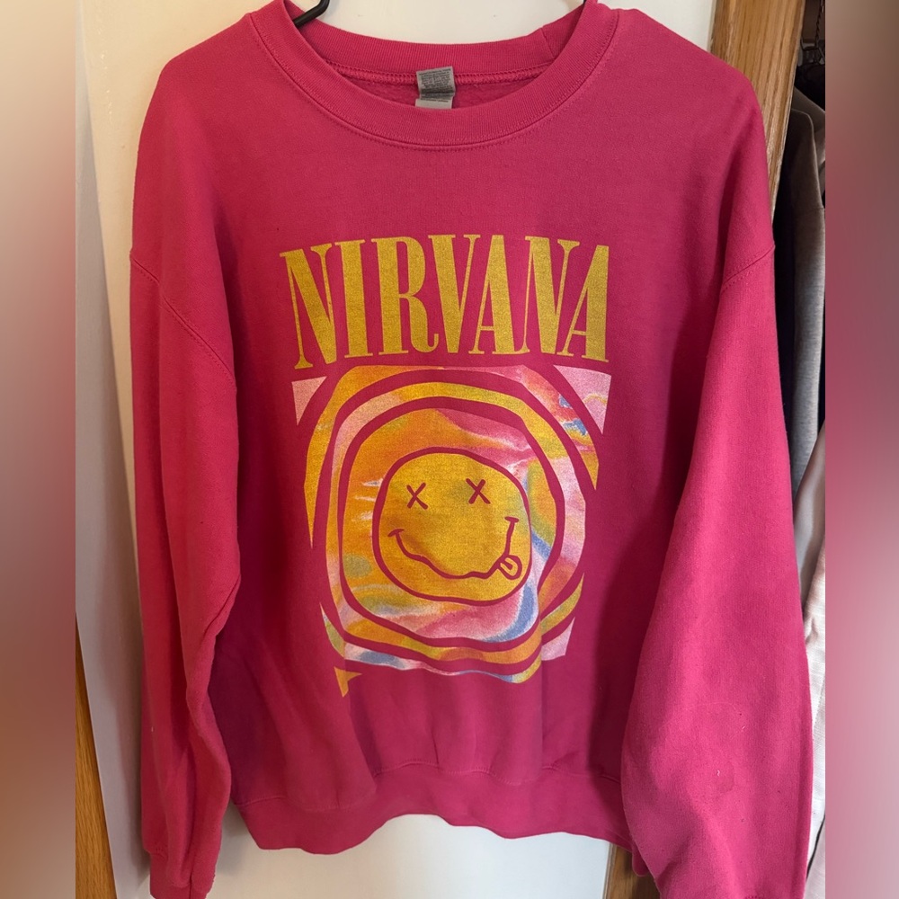 Hot pink nirvana crewneck.